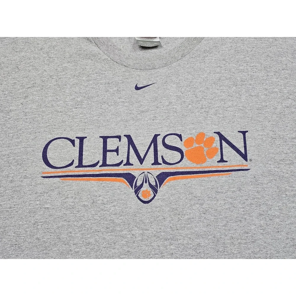 VINTAGE Clemson Tigers Shirt Mens 2XL Gray NCAA Football Nike Team Graphic Tee
